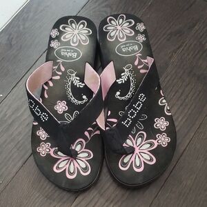 Pink And Black Sandals Flip Flop